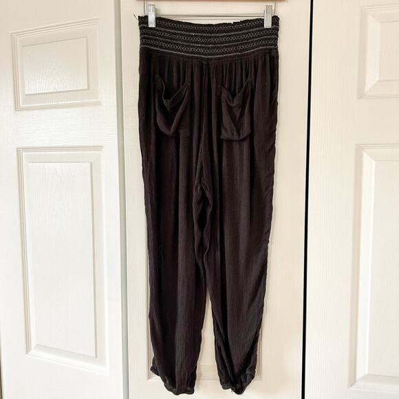 Anthropologie Ett:Twa Sulawesi Smocked Harem Pants Black Rayon EUC Size Small - Picture 9 of 9